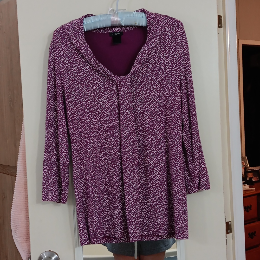 Ann Taylor Blouse Purple/White